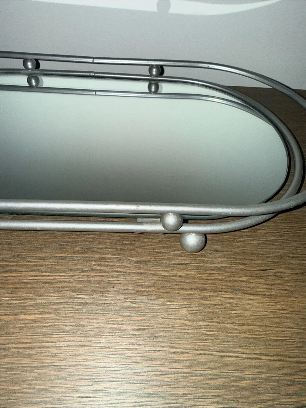 Silver Oval  Mirrored Decorative Vanity Tray - Home Bath